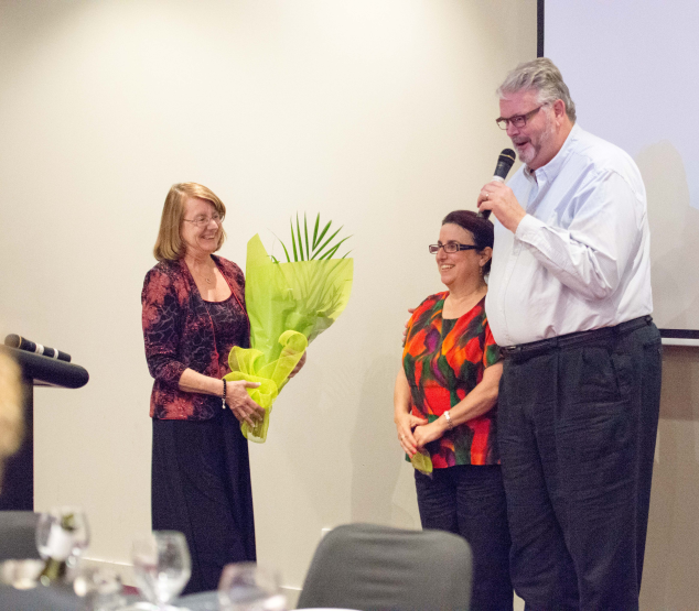 Greg farewells Mary on behalf of the Diocese at the Principals