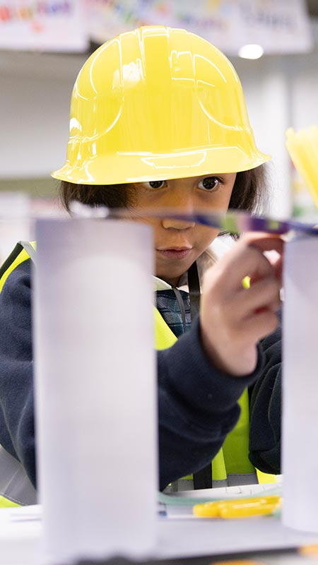 Holy Family Primary Emerton students playing construction