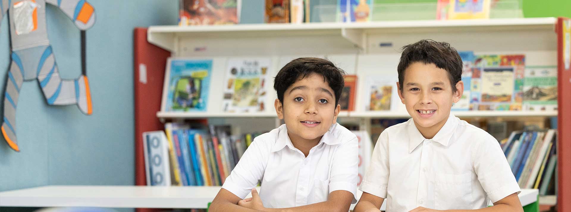 Students reading in Holy Family Emerton School Library