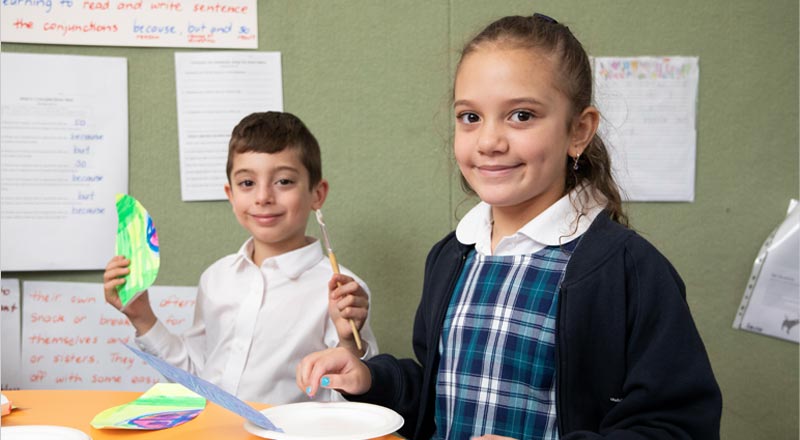 Holy Family Primary Emerton students in art class