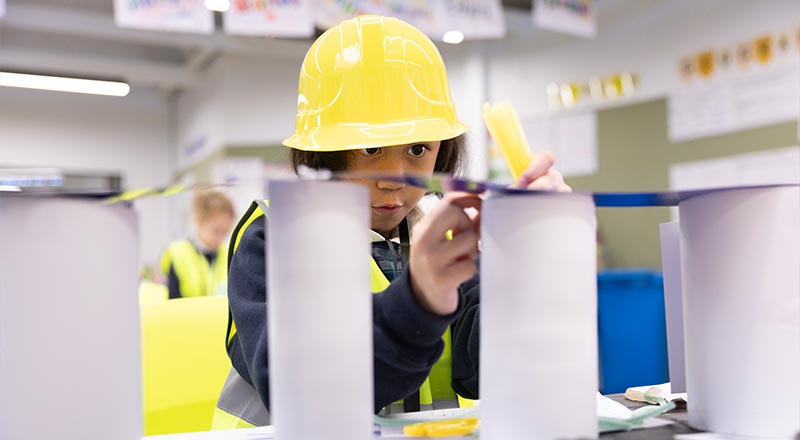 Holy Family Primary Emerton students playing construction