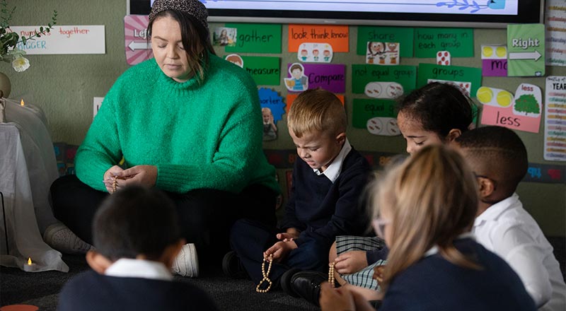 Prayer cirlce at Holy Family Primary school Emerton