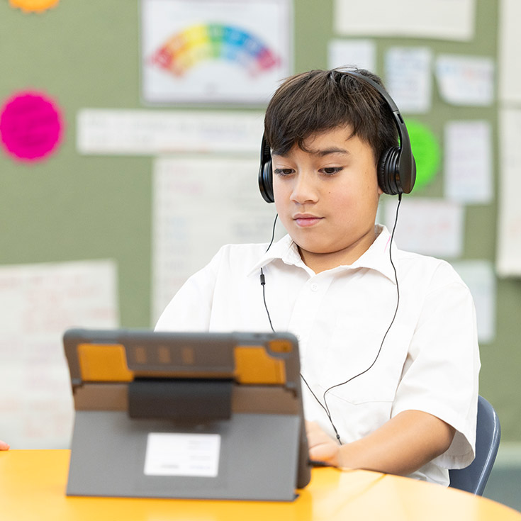 Holy Family Primary Emerton student using iPad